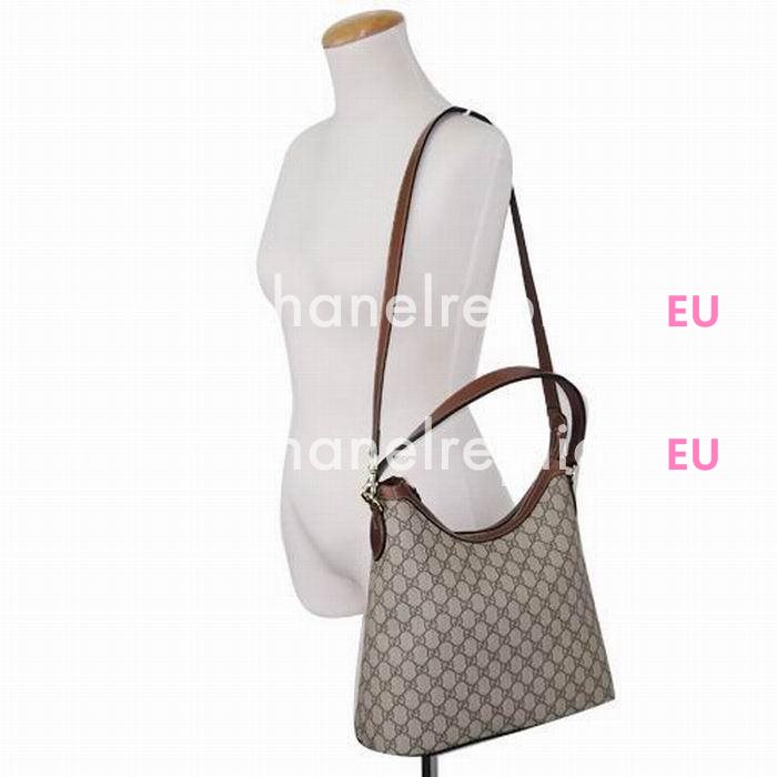 Gucci GG Supreme Hobo PVE Leather Bag In Khaki Brown G559451