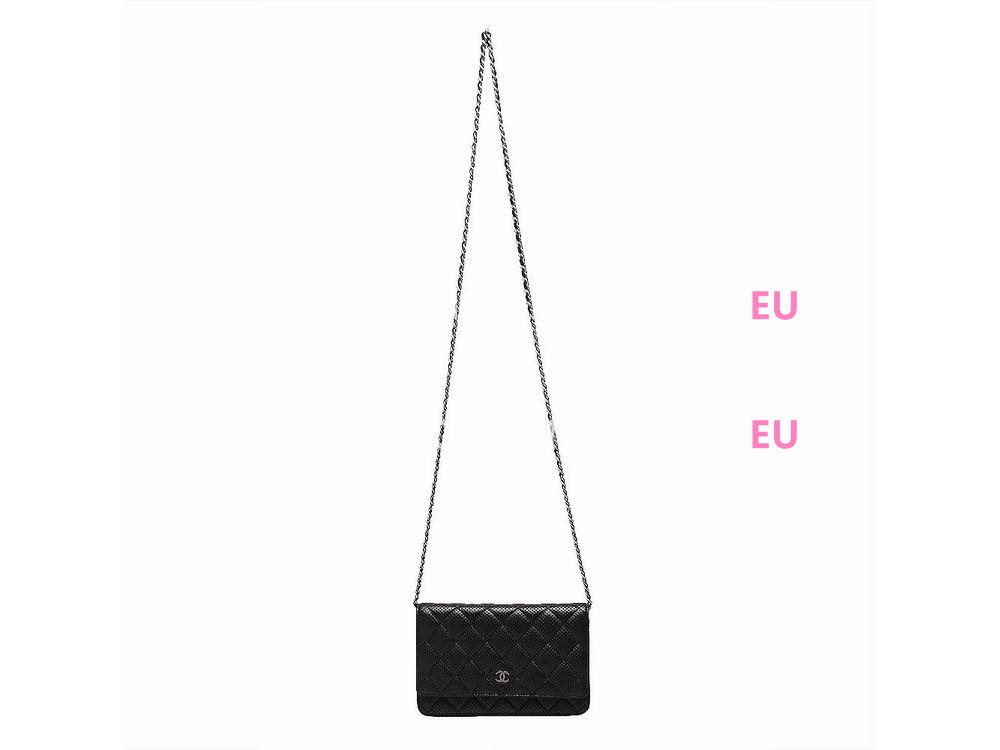 Chanel Lambskin Silver Chain Woc Bag Black A56898