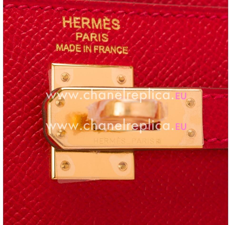 Hermes Kelly 25cm Rouge Casaque Epsom Sellier Bag Gold hardware Hand Sew HK1025RCE