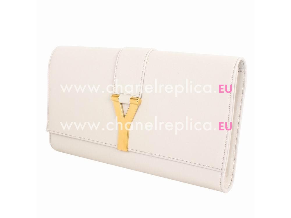 YSL Saint Leather Paris Y Calfskin Wallets In White YSL5244075