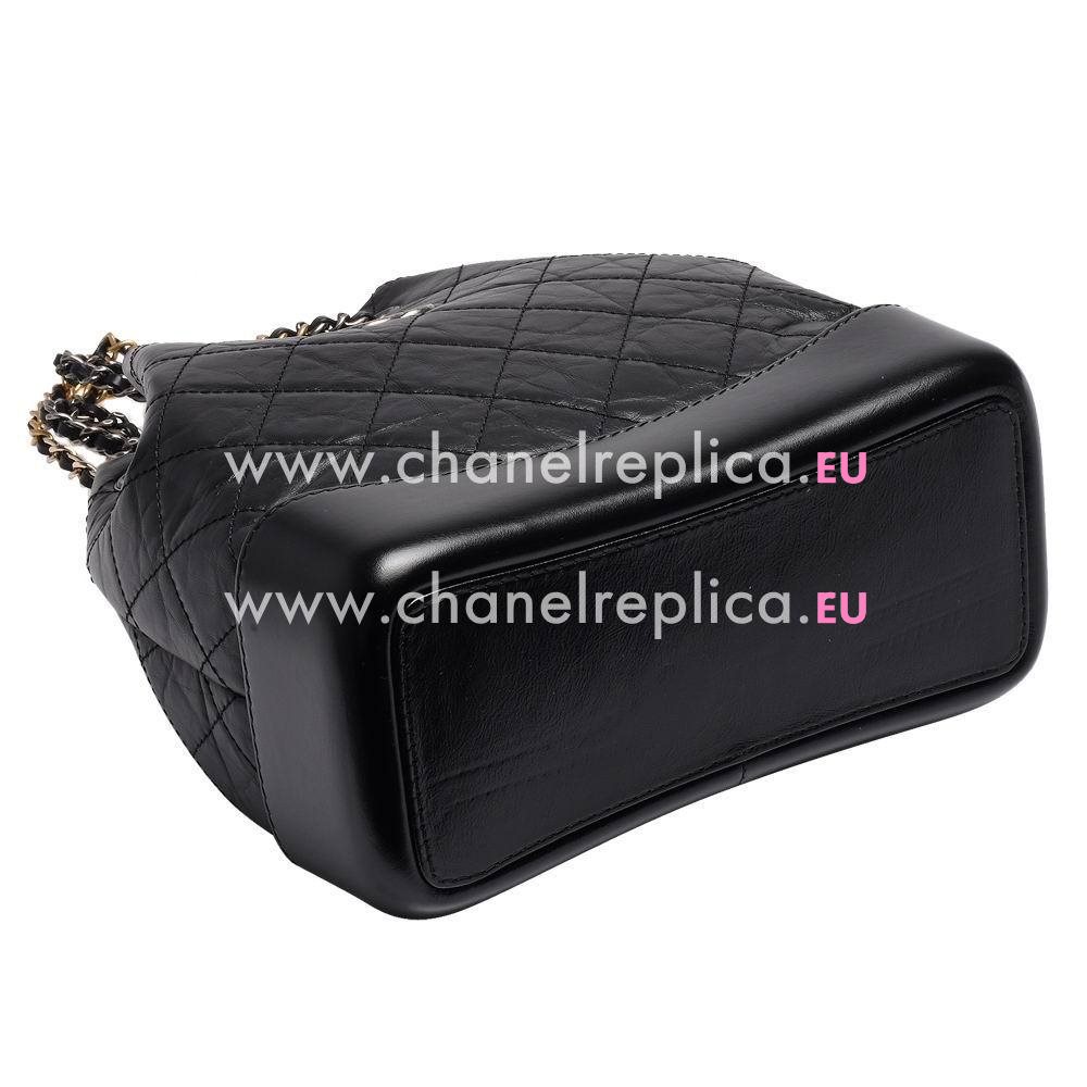 Chanel Silver-Tone & Gold-Tone Gabrielle Calfskin Backpack Black A466C60
