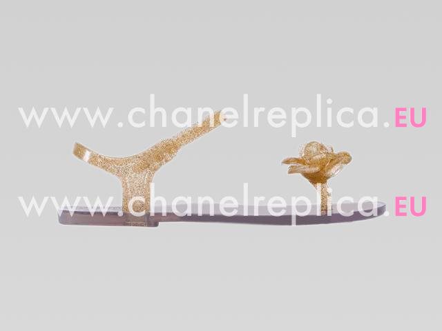 Chanel Double C Camellia Strappy Sandals Golden A42029