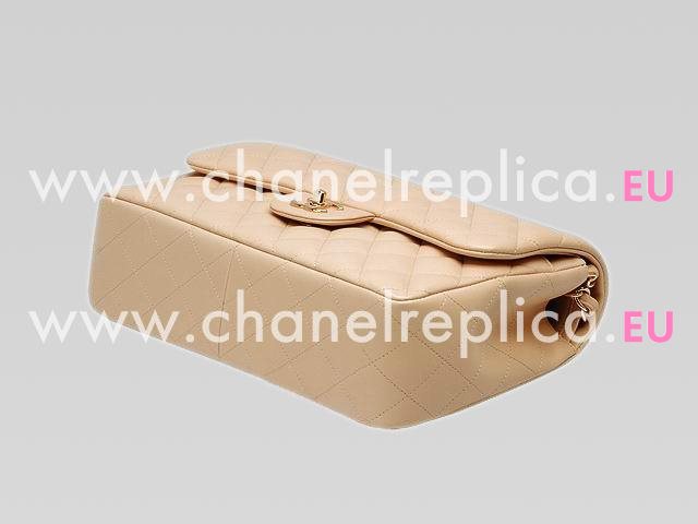 Chanel Beige Lambskin Jumbo Double Flap Bag Golden Chain A28600AG