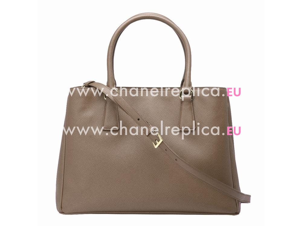 Prada Saffiano Lux Scratch Resistant Calfskin Handbag Lotus Grey P97145