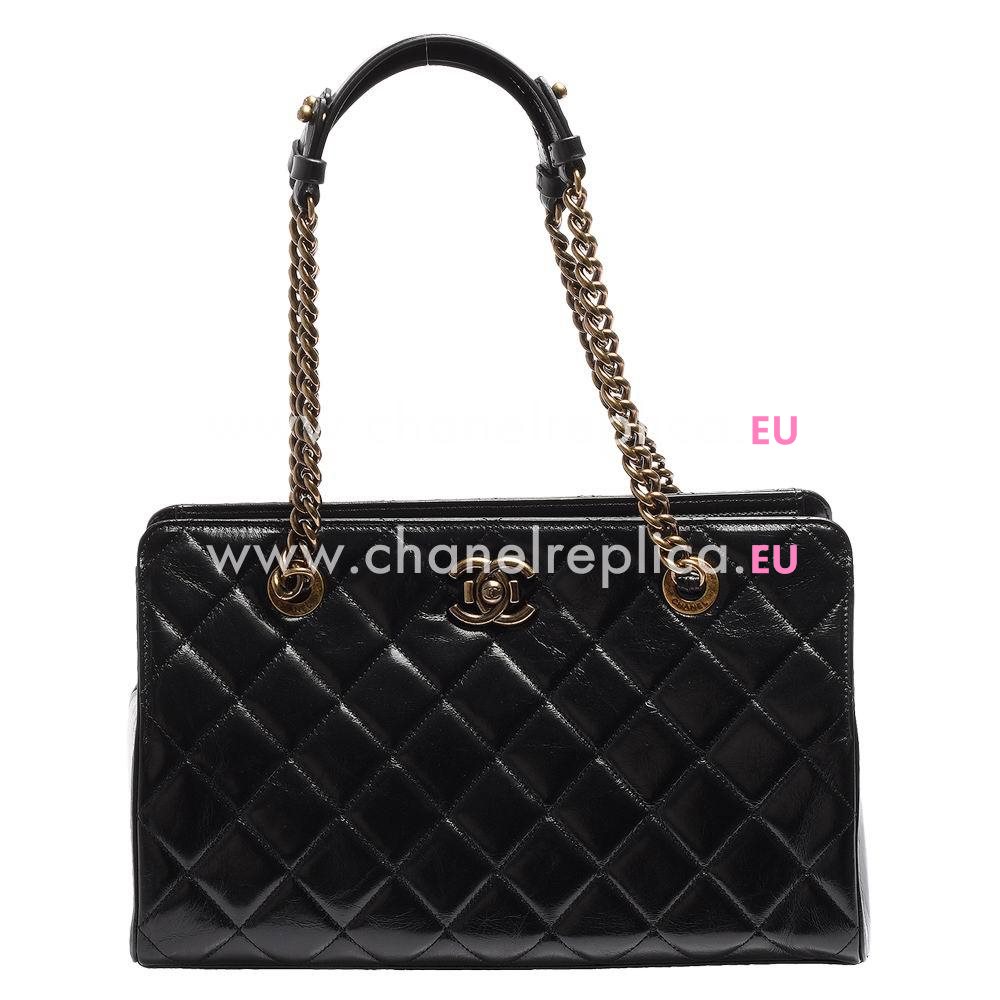 Chanel Calfskin Grand Shopper Small Tote Bag In Black(Gold) A50992
