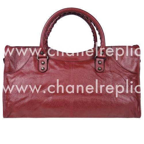 Balenciage Part Time Lambskin Aged Brass hardware Bag Burgundy B2055077