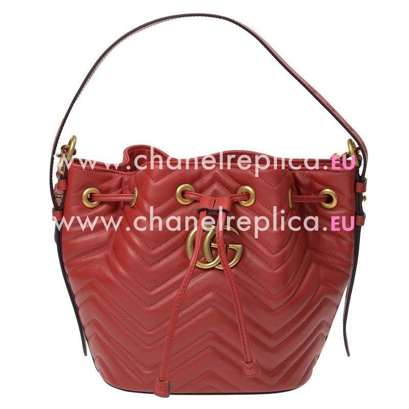 Gucci GG Marmont Quilted Leather Bucket Bag Red 476674D8GET8227