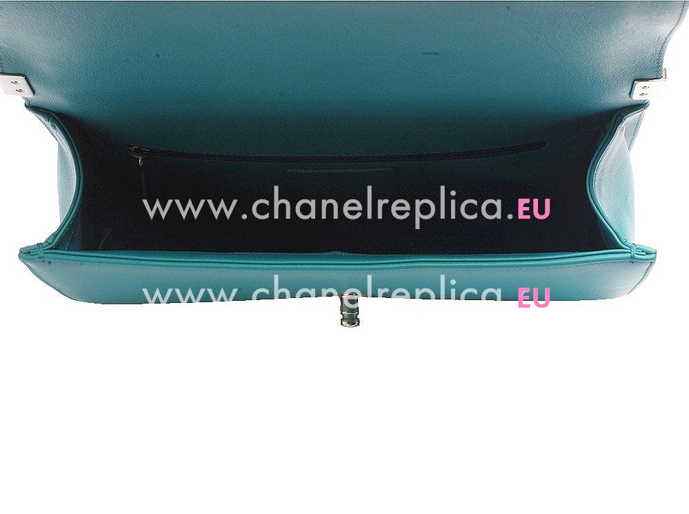 Chanel Calfskin Silver Chain 28cm Boy Bag Blue A90729