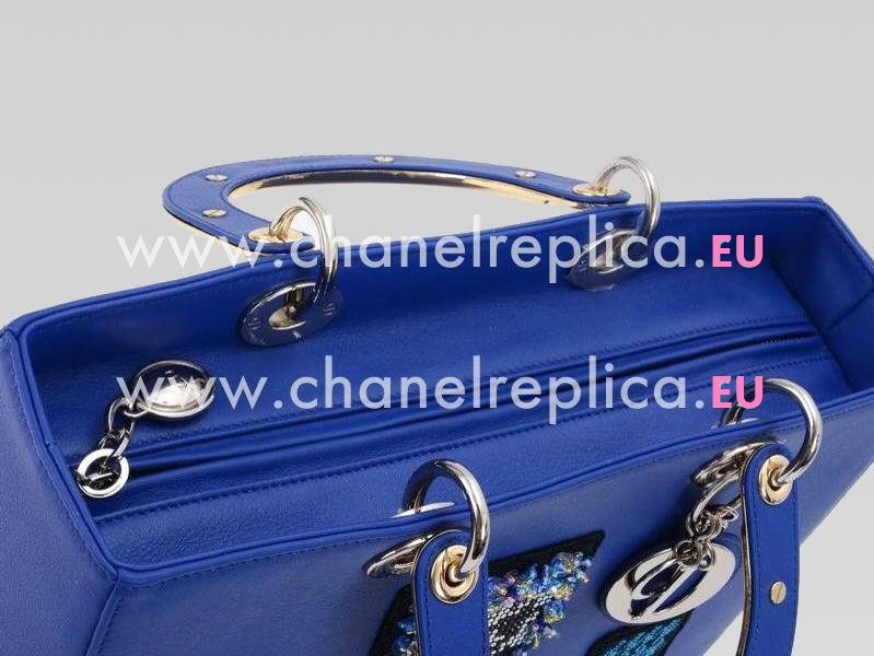 Lady Dior Lambskin With Medals Bag In Blue 115016