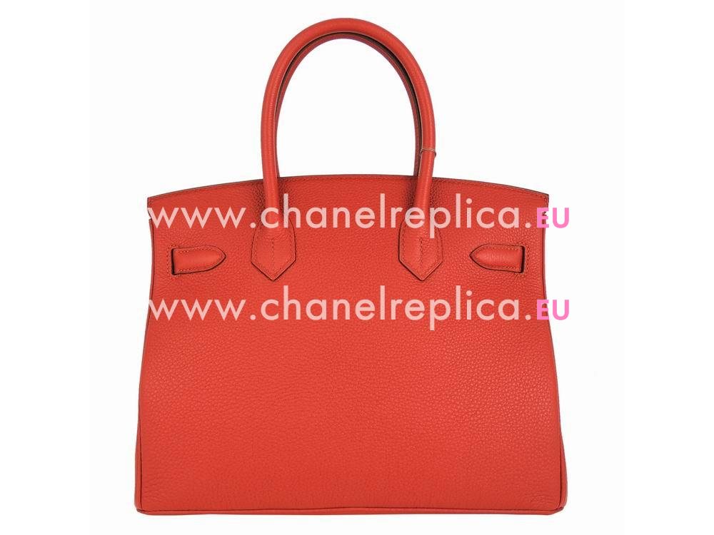 Hermes Birkin 30 Orange Red 5E Togo Leather Palladium Hardware Hand Sewing BK30-5E-TG-R-N