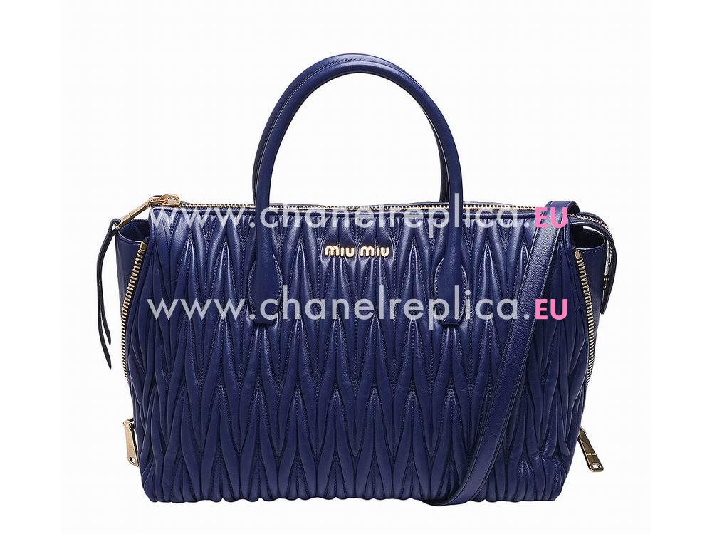 Miu Miu Large Matelasse Lux Nappa Handbag Dark blue RN1019