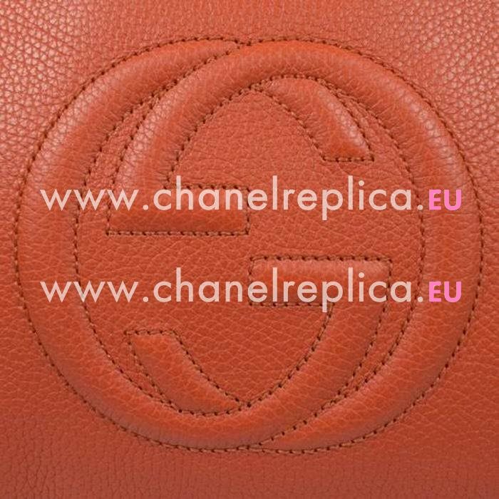 Gucci Soho Embossment GG Calfskin Canvas Shoulder Bag In Orange G7041010