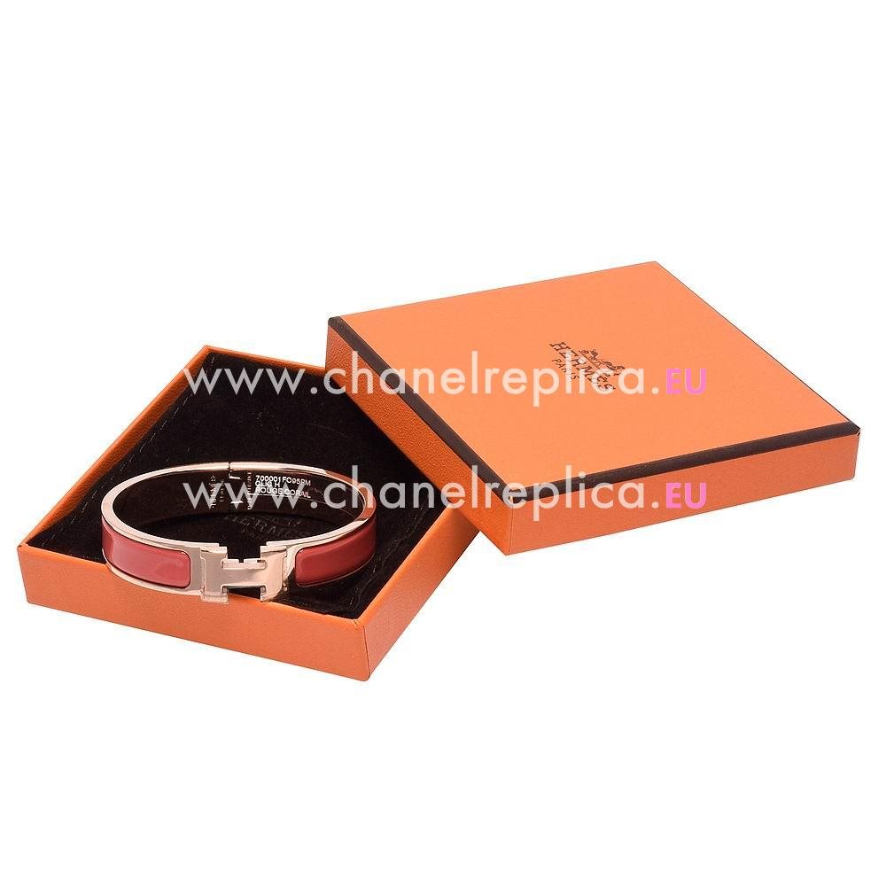 Hermes Clic Clac H Bracelet Coral/ Rose Gold H7022001