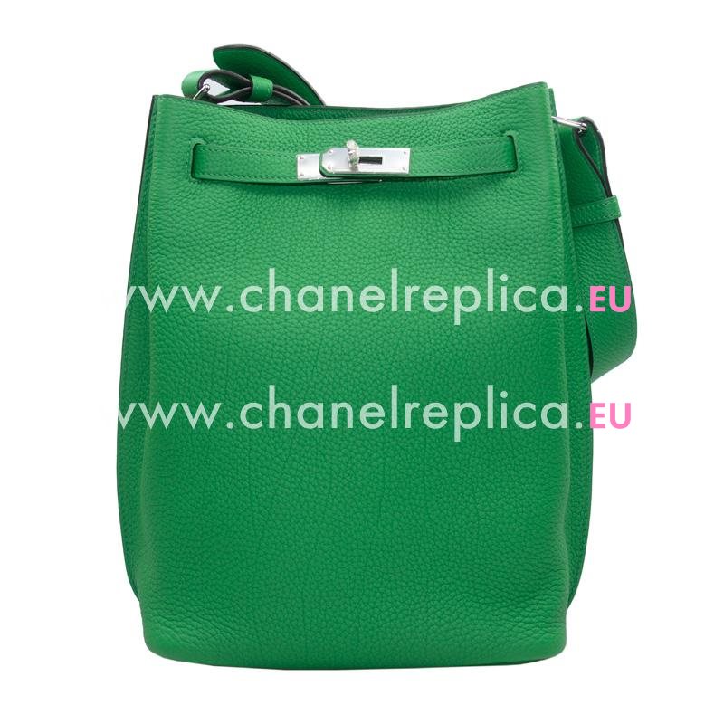 Hermes So Kelly 22 Green Togo Leahter Handbag With Palladium Hardware HS221KTG