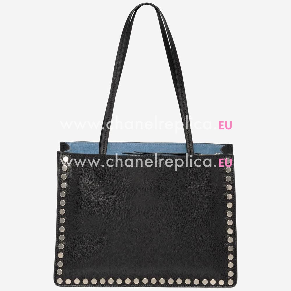 Prada Etiquette Calfskin Hand Bag Black P7081701