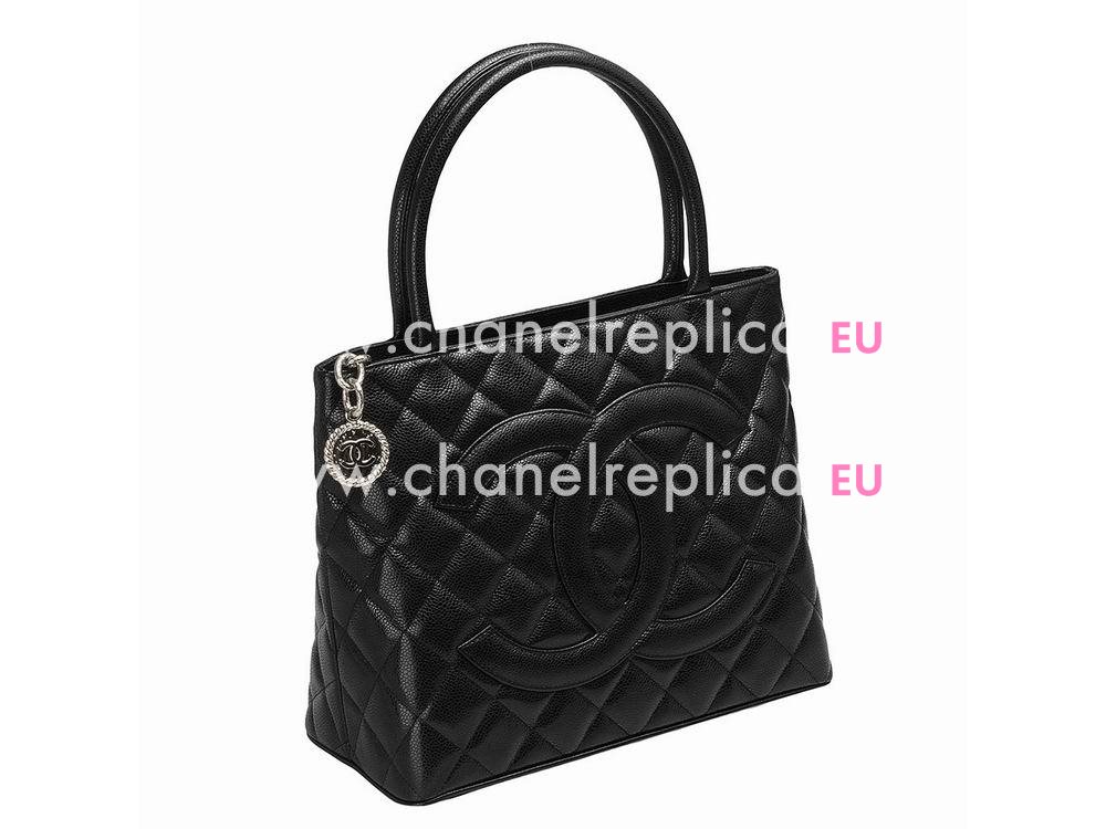 Chanel Caviar Medallion Bag Black Gold Hareware A1804BLKS