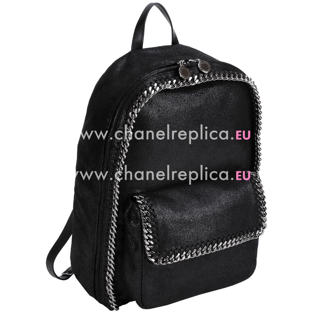 Stella McCartney Falabella Black Backpack Silver Chain H826737