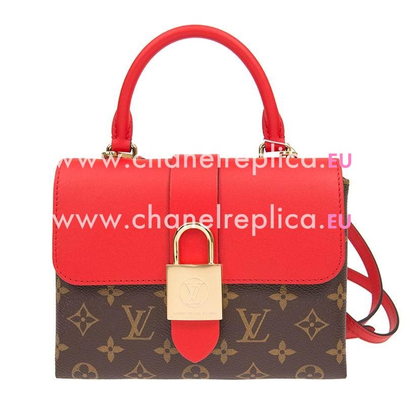Louis Vuitton Coquelicot Red Smooth Cowhide Leather Monogram Canvas Locky BB M44322