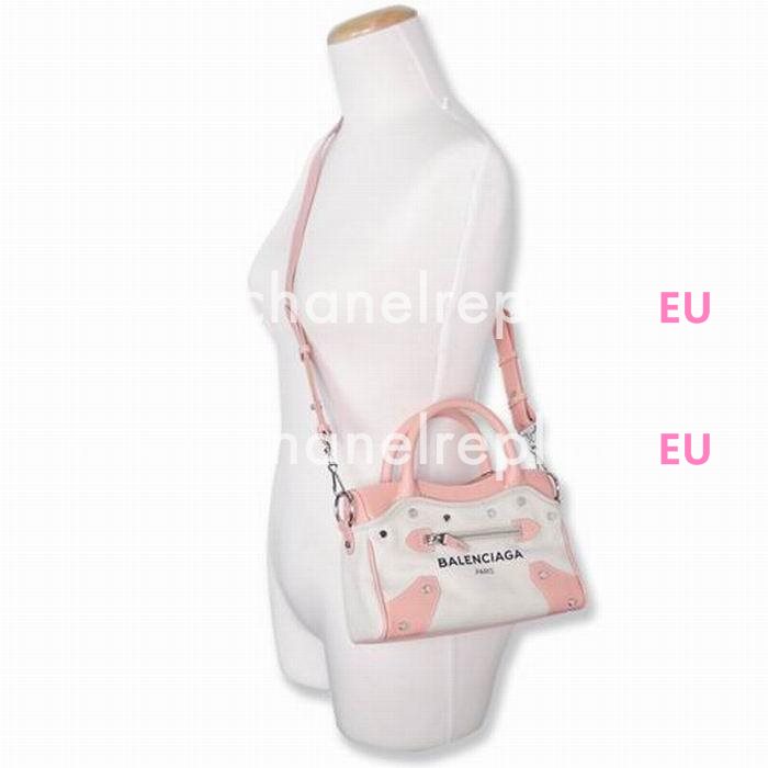 Balenciaga Navy Canvas Mini Bag Beige Pink B6112206
