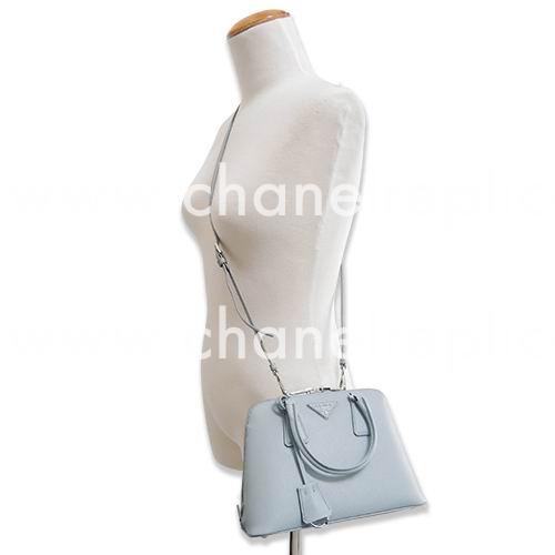 Prada Lux Saffiano Classic Triangle Logo Cowhide Handle/Shoulder Bag Water Blue P61017009