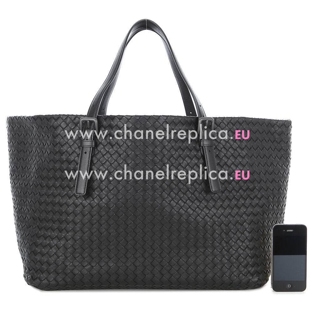 Bottega Veneta Classic Nappa Leather Woven Tote Bag Black B5642204