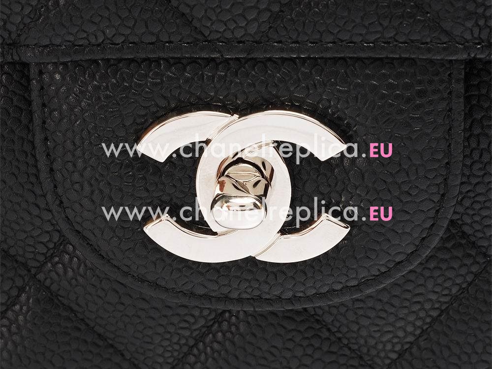 Chanel Caviar Jumbo Double Flap Bag Black(Silver) A28600DS