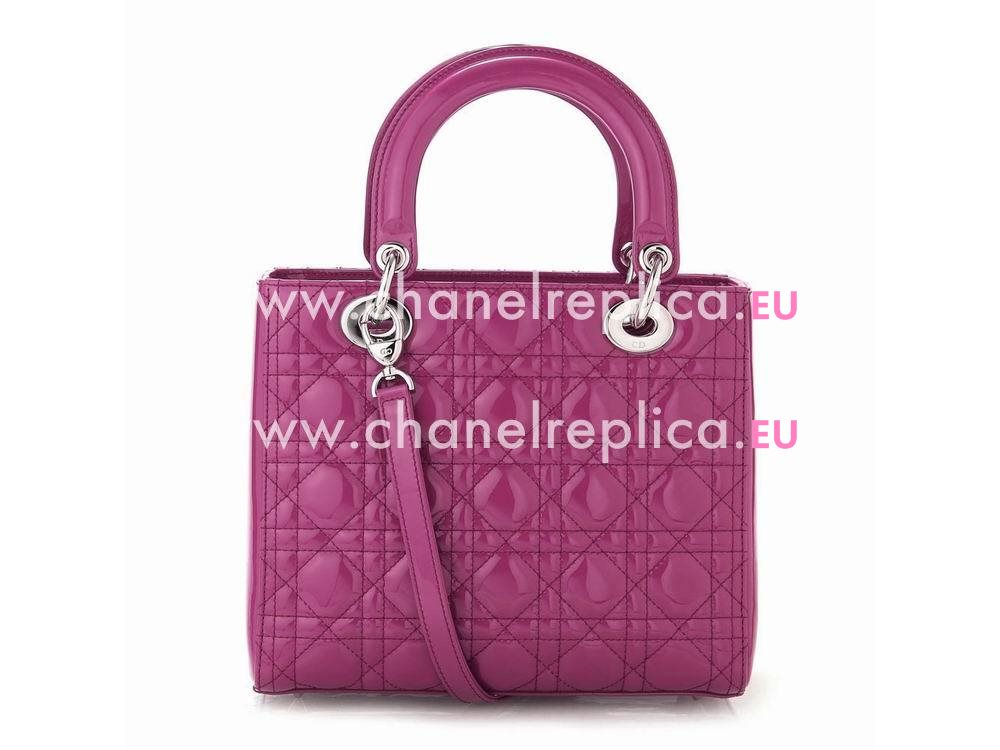 Dior Lady Dior Patent Leather Bag In Purple D2991