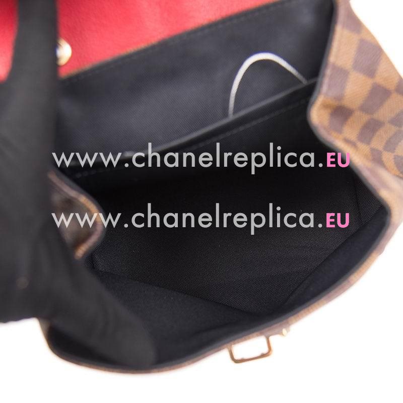Louis Vuitton Damier Ebene Canvas And Small-Grained Cowhide Leather Clapton Backpack Scarlet N40104