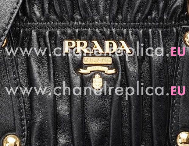 Prada Nappa Gaufre Lambskin Shopping Tote Bag In Black P369090