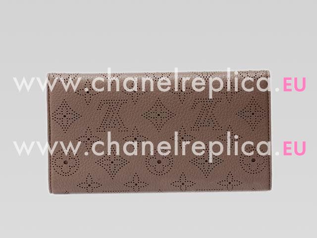 LOUIS VUITTON MAHINA LEATHER AMELIA WALLET IN DEEP POUDRE M58126