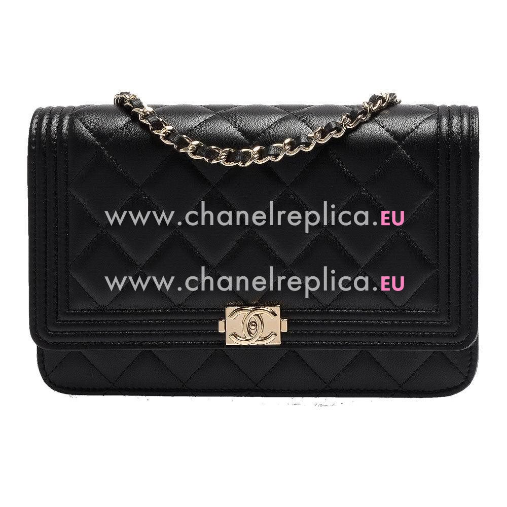 Chanel Classic Boy Gold Hardware Goatskin Hand/Shoulder Bag Black C6112103