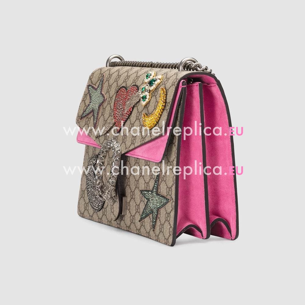 Gucci Dionysus embroidered GG Supreme Canvas shoulder bag Pink Style 403348 K2LMN 9759