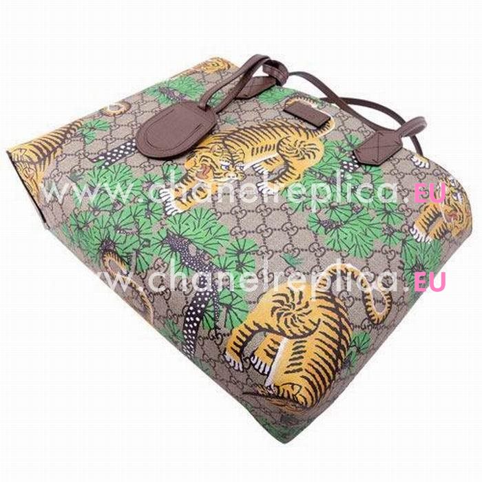 Gucci Bengal Tiger GG Supreme Flower Tote Bag Khaki G7051201