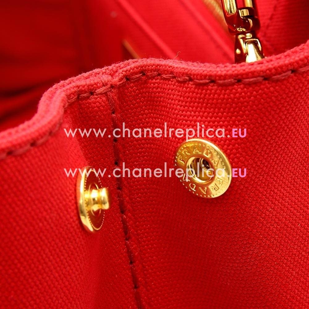 Prada Canapa Stampata Printing Logo Denim Small Size Bag Red PR7054125