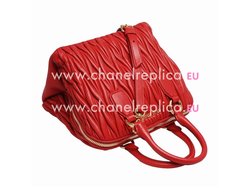 Miu Miu Matelasse Lux Nappa Leather Handbag Bright Red RL0092