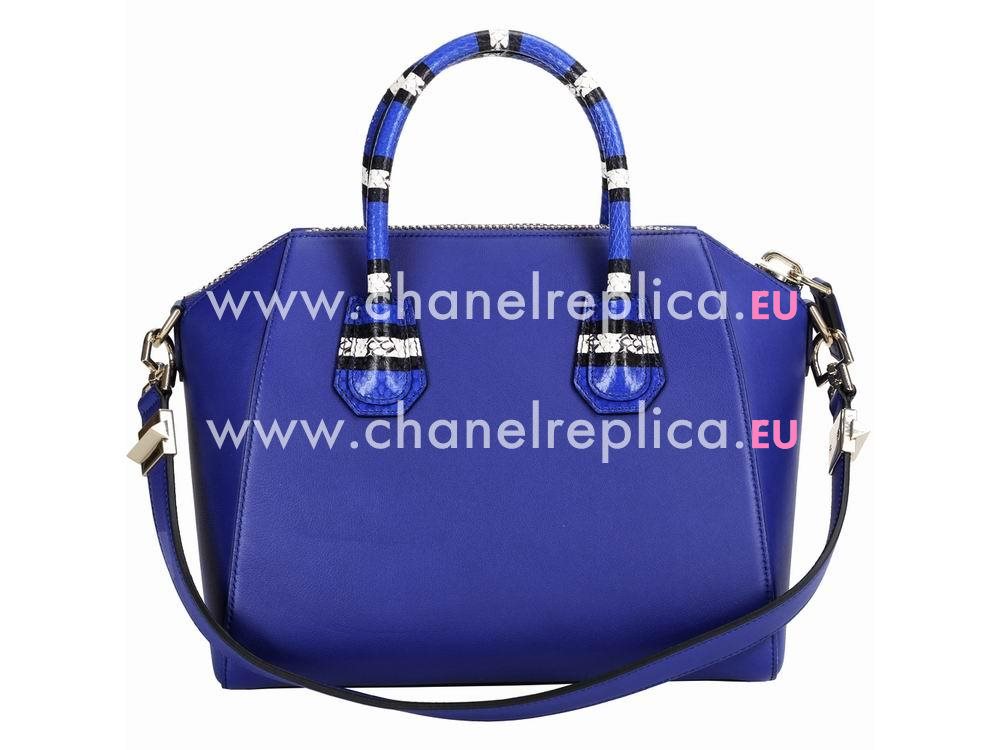 Givenchy Antigona Medium Bag In Goatskin & Snake Blue BB541101