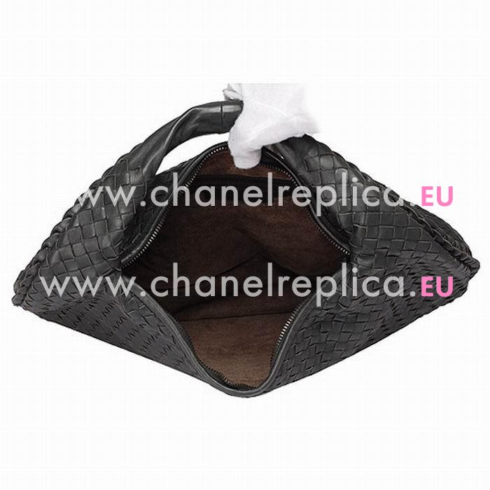 Bottega Veneta Classic Intrecciato Nappa Weave Falcate Shoulder Bag In Iron Grey B6110614