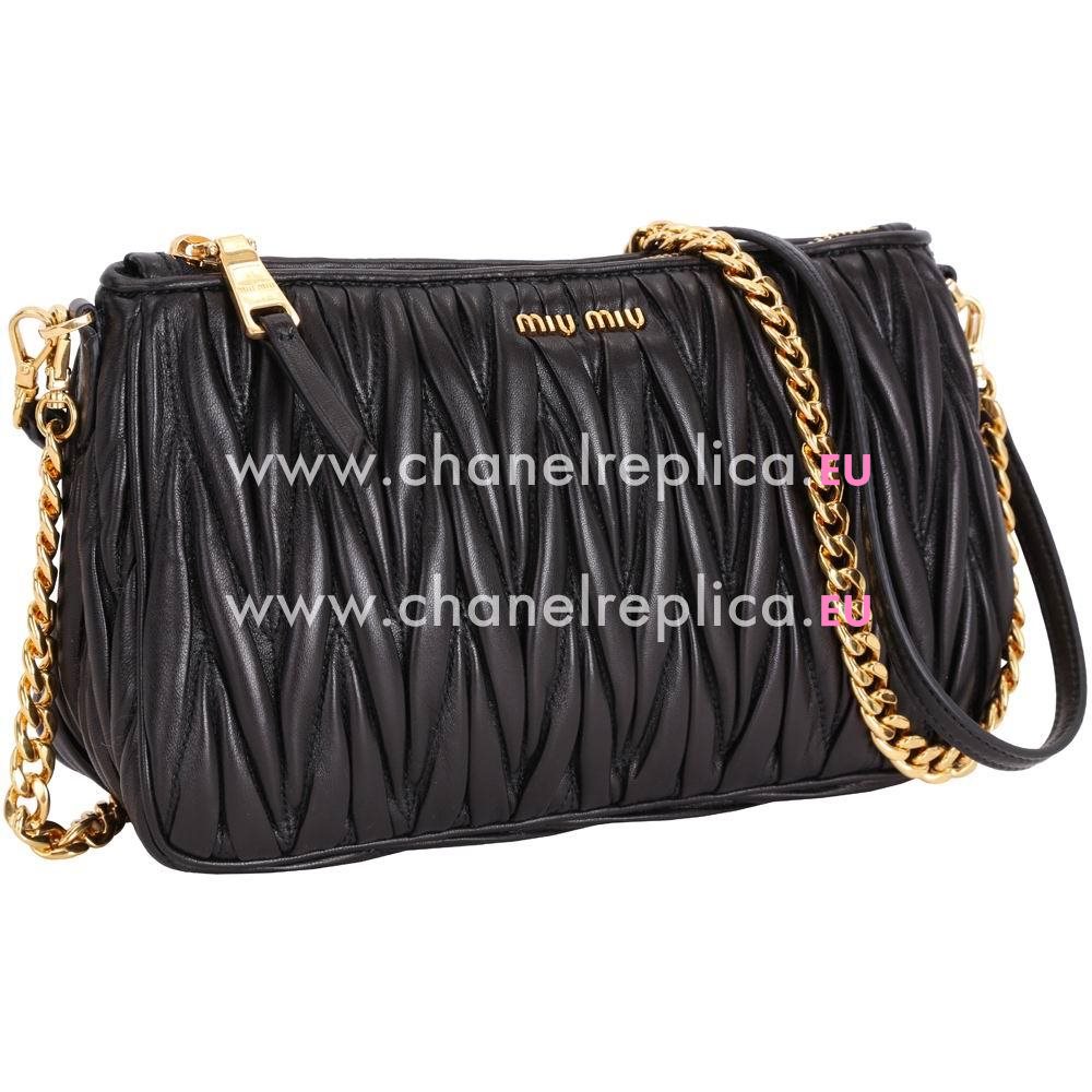 Miu Miu Matelasse Wrinkle Nappa Chain Hand/Shoulder Bag In Black M7042610