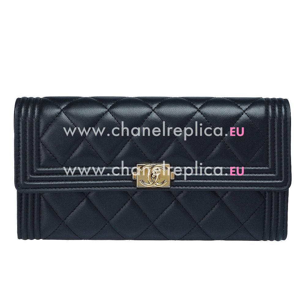 Chanel Lambskin Boy Wallet Deep Blue C7041508