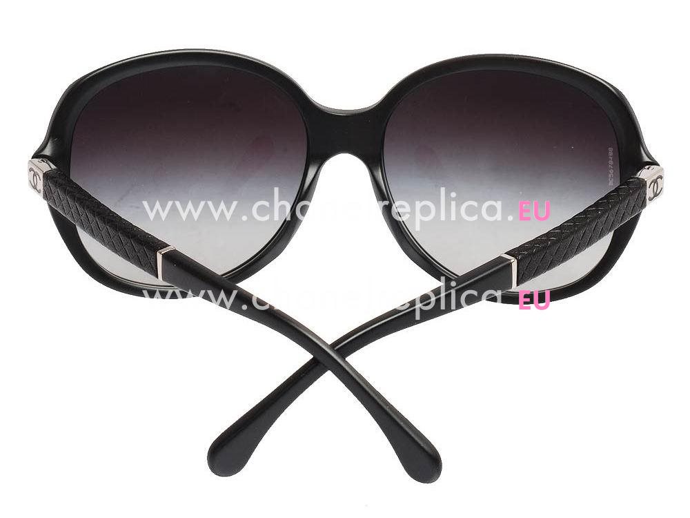 Chanel Quilted Shiny Plastic Frame Sunglasses In Black C564657