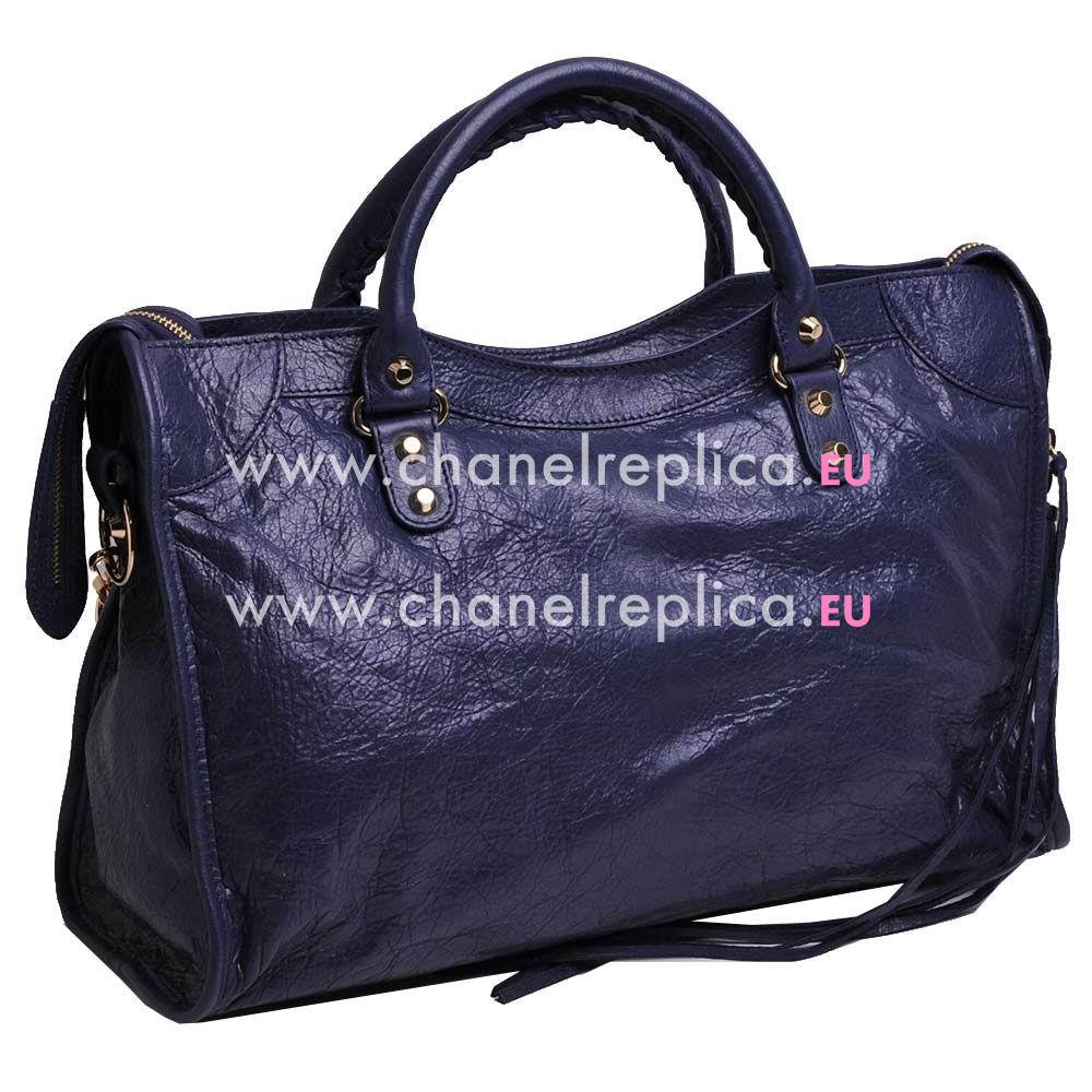Balenciage City Lambskin gold hardware Classic Bag Deep blue B2054976