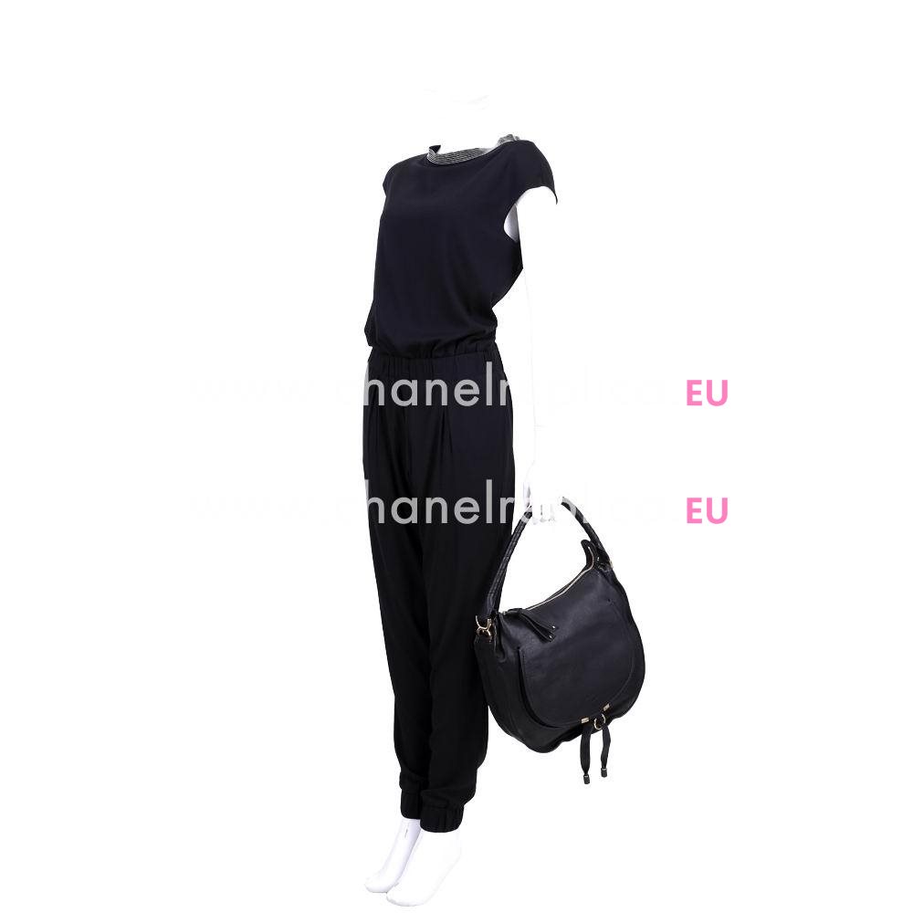 CHLOE Marcie Calfskin Shoulder Zipper Bag Black CL7040409