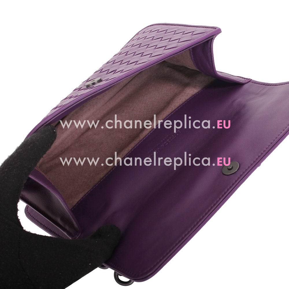 Bottega Veneta Classic Nappa Woven Shouldbag Purple B5941670