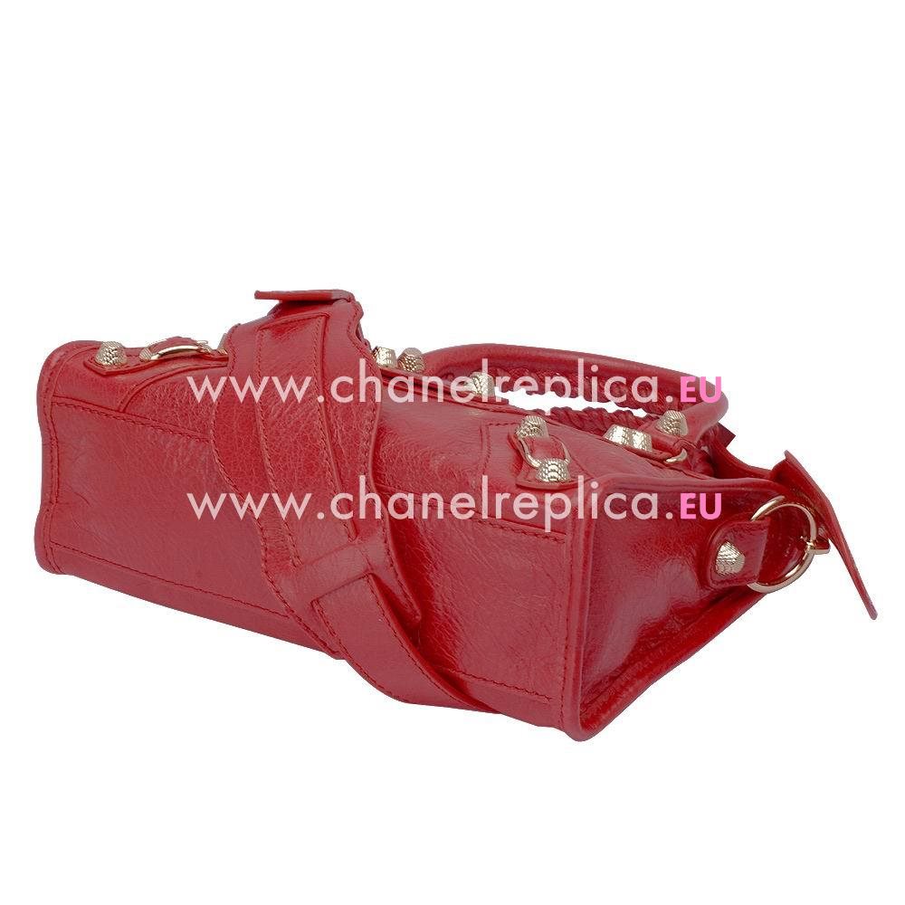 Balenciage City Lambskin Gold hardware Classic Mini Bag Poppy Red B4545115
