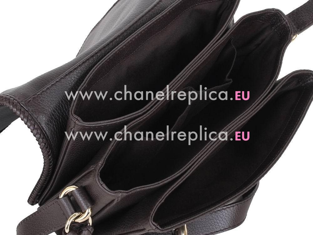 Gucci Classic GG Canvas Calfskin Leather Bag In Dark Coffee G336658