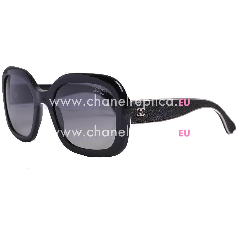 Chanel metal lipping Frame CC logo Genuine stingray skin Sunglasses A7082501