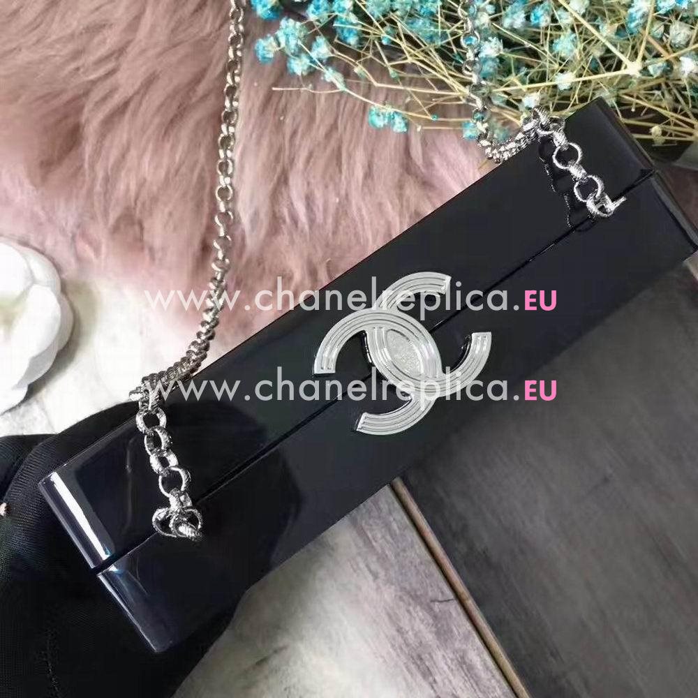 Chanel Resin Stass Silvery-too Metal Minaudiere Black A881848