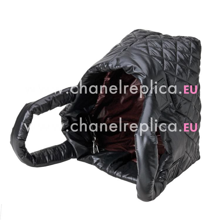 Chanel Coco Cocoon Black Nylon Silver Chain Handbag A48610