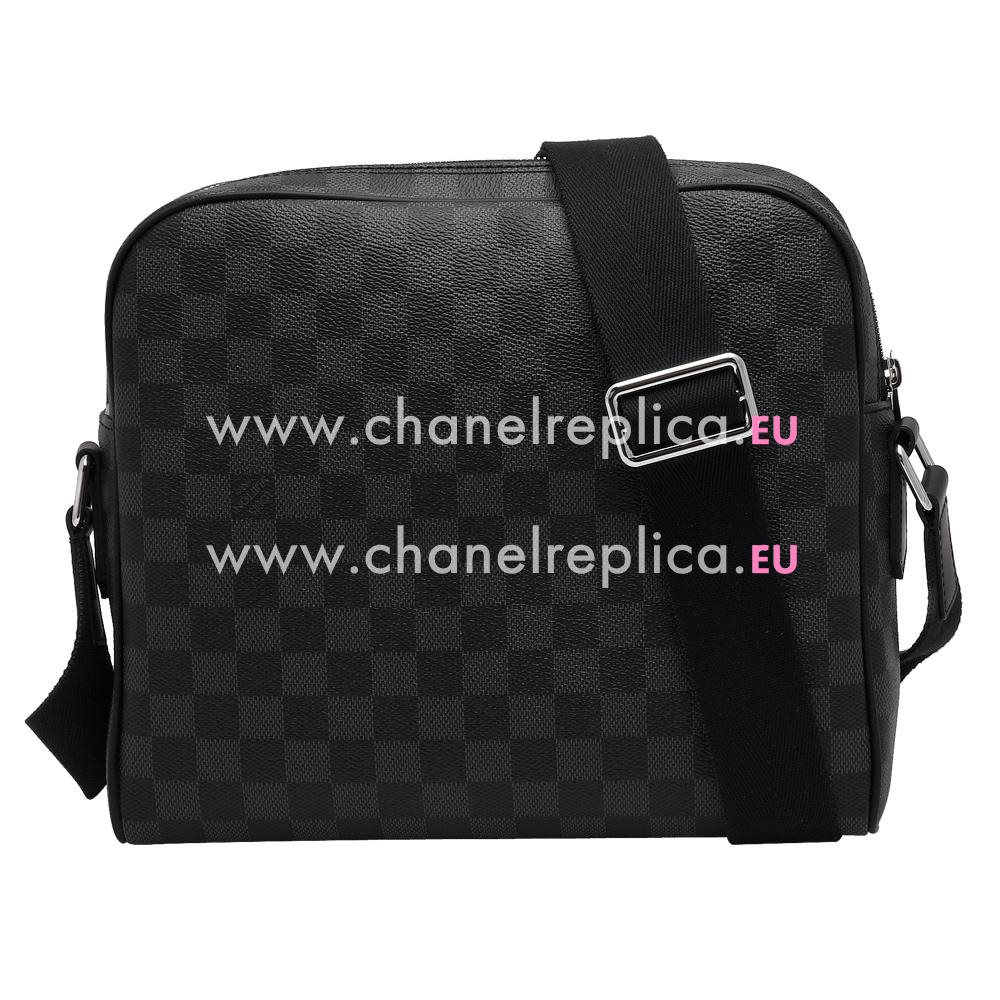 Louis Vuitton Damier Graphite Calfskin Shoulder Bag Black M41408