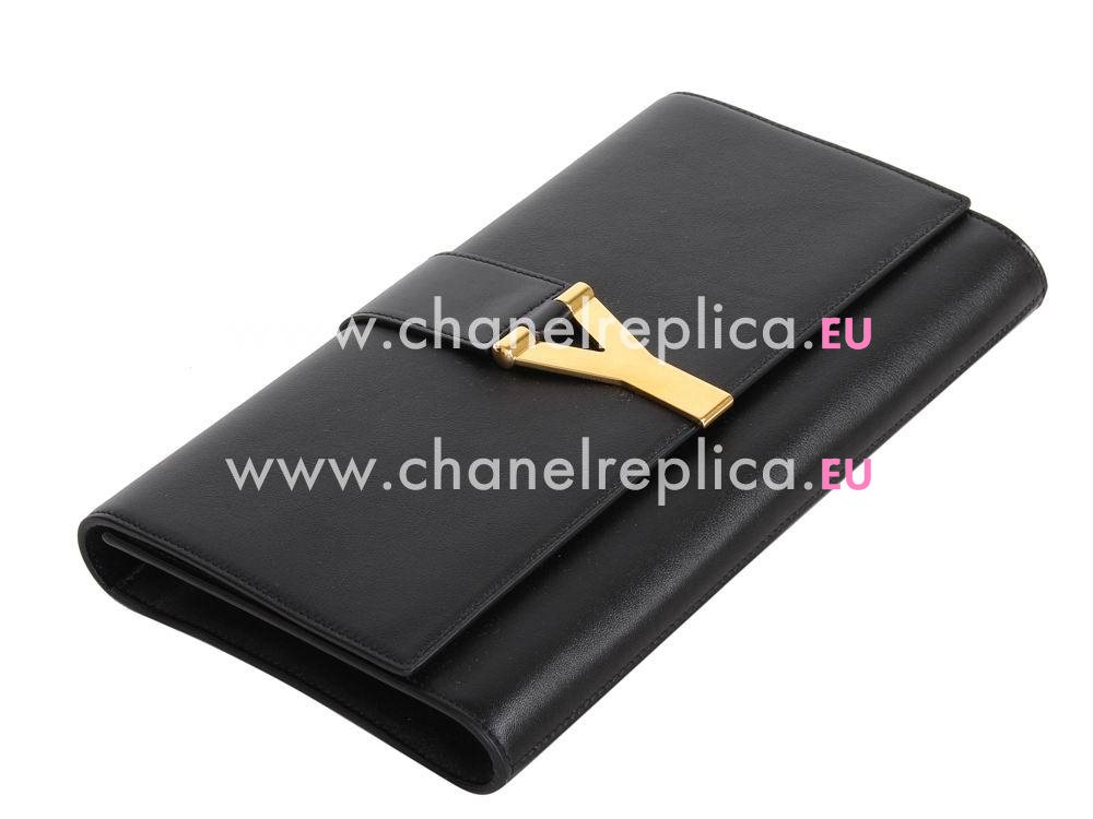 YSL Saint Leather Paris Y Calfskin Wallets In Black YSL5244076